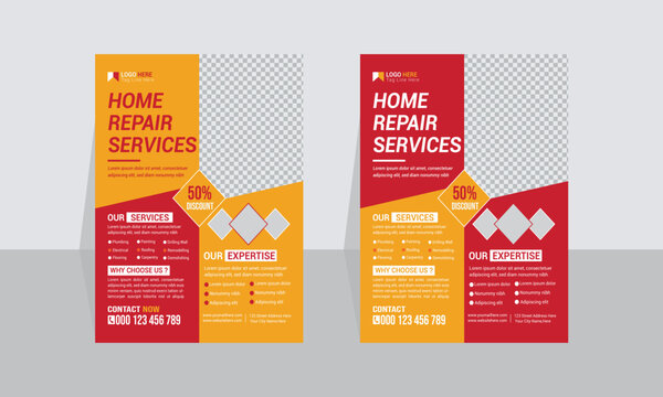 Professional home repair service flyer template Design and Construction renovation home repair flyer template