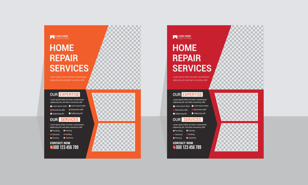 Professional home repair service flyer template Design and Construction renovation home repair flyer template