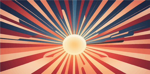Abstract sunburst background with radial yellow and orange light rays, a vibrant vector pattern illustration of a summer sunbeam design