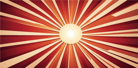 Bright abstract background with red and orange sun rays, a retro-style burst design