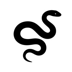Obraz premium Design a black silhouette of a Aesculapian Snake white background clean vector shape