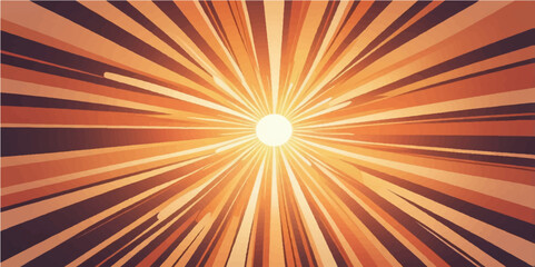 Fototapeta premium Bright sun rays burst forth in an abstract, warm orange and yellow glow, illustrating a hot summer sunrise