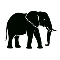 Fototapeta premium Design a black silhouette of a African Bush Elephant white background clean vector shape