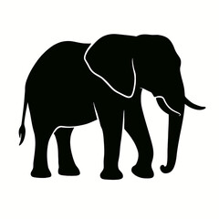 Fototapeta premium Design a black silhouette of a African Elephant white background clean vector shape