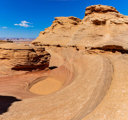 Bowl Shaped Patterns on Slick Rock at The New Wave Formation, Glen Canyon National Recreation Area,...