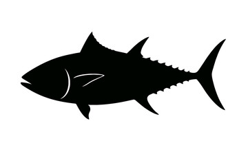 Design a black silhouette of a Albacore Tuna white background clean vector shape