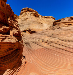 Bowl Shaped Patterns on Slick Rock at The New Wave Formation, Glen Canyon National Recreation Area,...