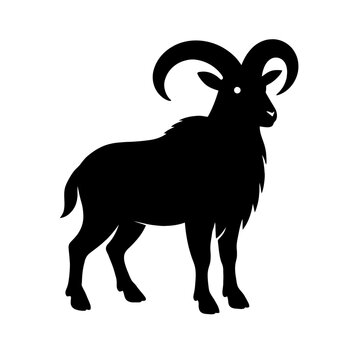 Design a black silhouette of a Aoudad Sheep white background clean vector shape