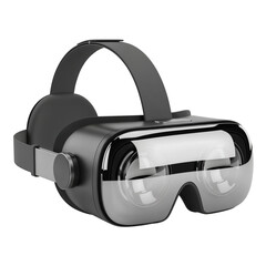Modern virtual reality headset in sleek black design on isolated background 