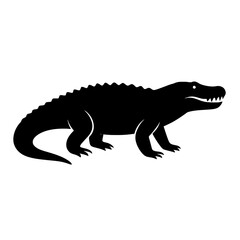 Design a black silhouette of a Barinasuchus white background clean vector shape