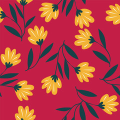 multicolor exotic hand drawn floral seamless pattern