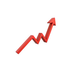 Red Zigzag Growth Arrow on Transparent Background