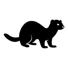 Design a black silhouette of a Black-Footed Ferret white background clean vector shape