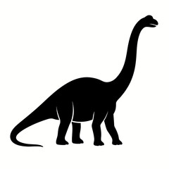 Design a black silhouette of a Brachiosaurus white background clean vector shape