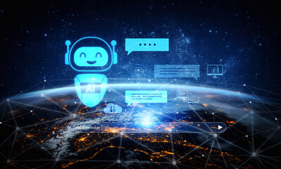 AI chatbot improves virtual assistant interaction. AI chatbot processes text, supports users, AI...