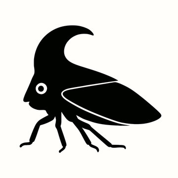 Design a black silhouette of a Brazilian Treehopper white background clean vector shape