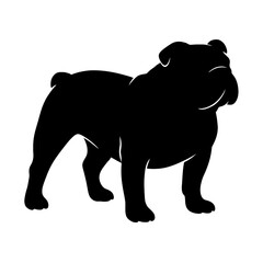 Design a black silhouette of a Bulldog white background clean vector shape