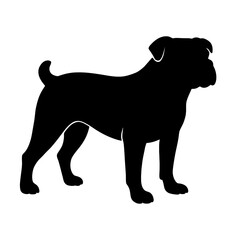 Design a black silhouette of a Bulldog Mix white background clean vector shape