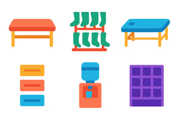 Colorful furniture and household items illustration