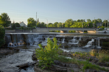 Power generating water falls on a sunny day