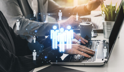 Global human network and workforce distribution highlight human, network, and global presence...