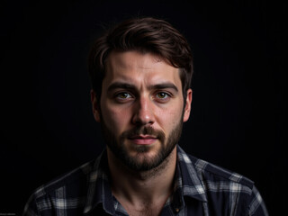 Obraz premium Portrait of Young Adult Man – Confident Male Expression in Casual Modern Style