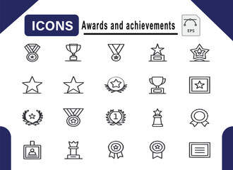 Achievement Icons Awards, Medals, Trophies & Success Symbols EPS Vector Set