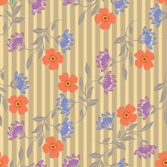 multicolor exotic hand drawn floral seamless pattern