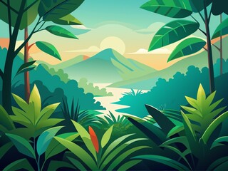 tropical island with palms