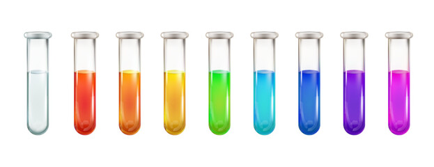 Lab blood test tube, volume 3d potion bottle. Liquid glass flask, magic bulb rpg game. Chemical laboratory beaker, medieval elixir pot. Medical vial isolated vector. Apothecary experiment equipment © Svetlana Ievleva