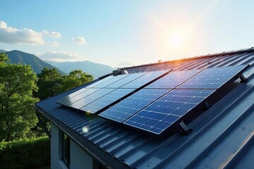 Sleek Solar Panels Seamlessly Integrated into a Modern Rooftop Sustainable Energy Solution for a Brighter Future