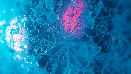 Abstract Close-up of electronic  Bubbles with Intricate Hexagonal Patterns and Blue Illumination