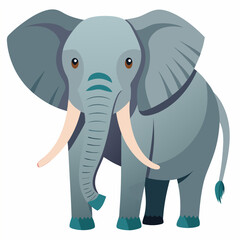 
Cute simple elephant cartoon isolated