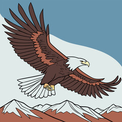 Fototapeta premium Hand drawn eagle flying drawing illustration