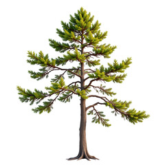 Lush Green Pine Tree on Isolated White Background Ideal for Nature and Environment Stock Photo Projects