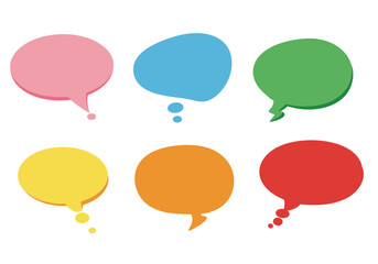 Six Colorful Cartoon Speech Bubbles with Various Tail Styles.