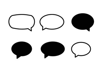 Collection of Black and White Speech Bubbles with Pointed Tails.