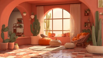 Warm interior design illustration