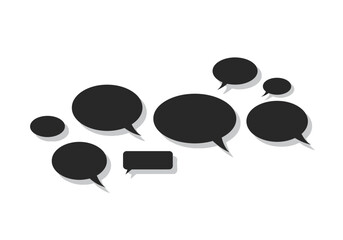 Collection of Dark Gray Speech Bubbles with Shadows Various Sizes and Shapes.