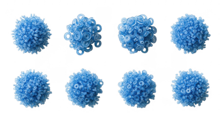 Abstract Blue Spheres Representing Molecular Structures and Viral Particles in a High-tech Scientific Context, isolated on a transparent background
