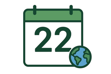 Illustration of Earth Day Calendar with Planet Icon on April 22