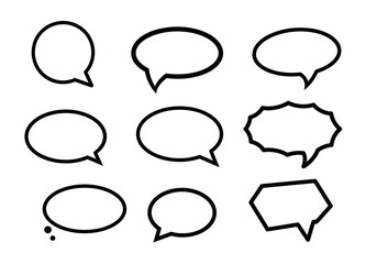Obraz premium Collection of Black Outline Speech Bubbles with Various Shapes and Styles.