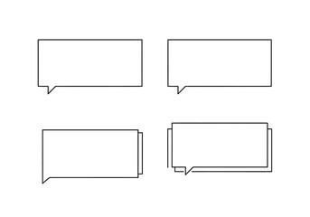 Four Rectangular Speech Bubbles with Tail and Shadow Outlines.