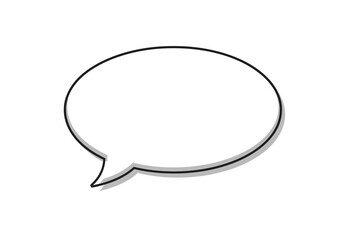 Simple Black Outline Comic Speech Bubble with Shadow Effect.