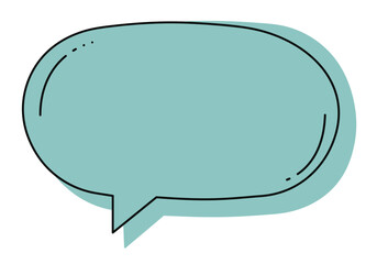 Hand-drawn Teal Speech Bubble with Black Outline and Pointy Tail.