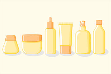 yellow Skincare Product Mockup – Vector Containers for Ads, Packaging Design, and Digital Marketing, Minimalist Skincare Packaging Template