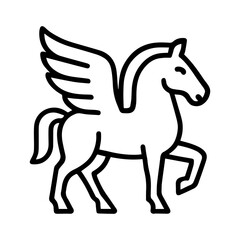 line icon mythical creature Pegasus vector on white background
Vector line icon on white background