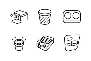 Minimalist line icons of coffee machines and accessories vector icon isolated illustration