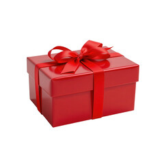 Obraz premium Bright Red Gift Box with Elegant Bow Ready for Any Celebration or Special Occasion Displayed in Isolated Background