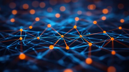 Abstract network connections, glowing lines on a dark background, data flow visualization, Stock photo, professional photography